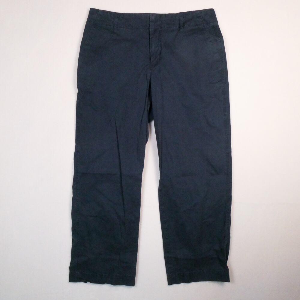 A New Day Navy Blue Wide Leg Chino Size 10 Lagenlook Stretch Straight Pants